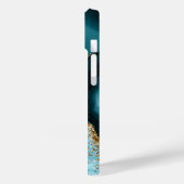 Coques Case-Mate iPhone Élégante Parties scintillant or en marbre turquois (Verso / Gauche)