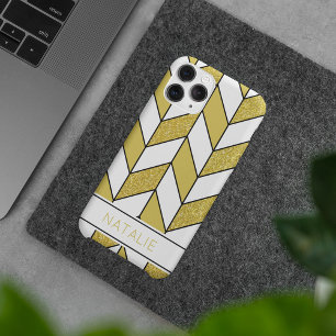 Case-Mate iPhone Case Elégante Parties scintillant or Herringbone Chevro