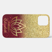 Coques Case-Mate iPhone Elégante Parties scintillant Or Lotus Rouge (Verso (horizontal))