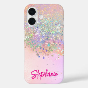 Coques iPhone 16 Élégante Parties scintillant rose fille