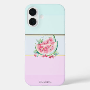 Coques iPhone 16 Élégante pastèque rayée moderne