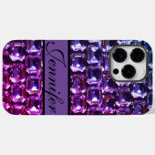 Coques Case-Mate iPhone Elégante pierre violette diamants calligraphie (Verso (horizontal))