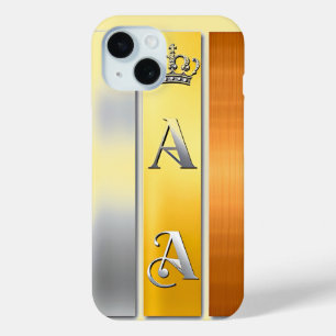 Coque Pour iPhone 15 Élégante Plaque dorée avec couronne