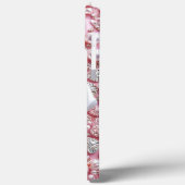 Coques Case-Mate iPhone Elégante rose blanche et perles roses étincelantes (Verso / Gauche)