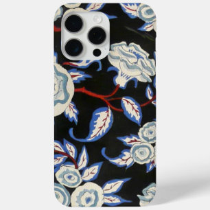 COQUE iPhone 15 PRO MAX ÉLÉGANTE ROSE BLANCHE FLORALE ART DÉCO EN NOIR