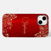 Coques Case-Mate iPhone Elégante Rouby Red Gold Swirl (Verso (horizontal))
