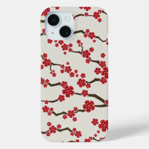Coque Pour iPhone 15 Élégante Rouge Sakura Cerise Fleurs Fleurs Fleurs 