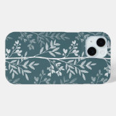 Coques Case-Mate iPhone Élégante silhouette florale sarcelle de forêt prof (Verso (horizontal))