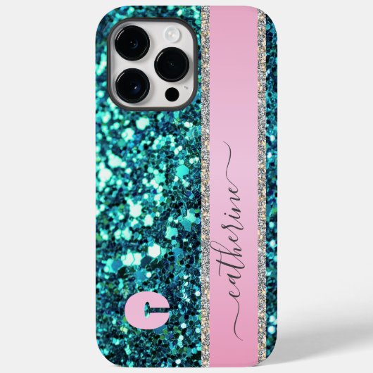 Coques Case-Mate iPhone Élégante tendance Parties scintillant Turquoise ba (Verso)