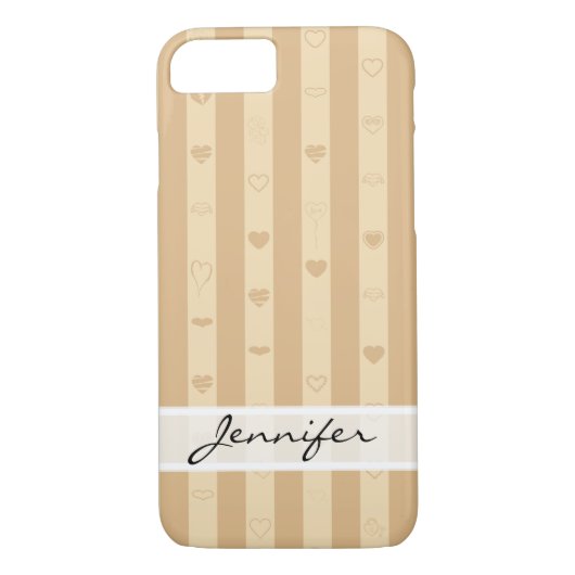 Coques Case-Mate iPhone Élégante Toscane Stripes Motif de coeur moderne (Dos)