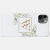 Coques Case-Mate iPhone Élégante verdure de monogramme doré moderne (Dos (Horizontal))