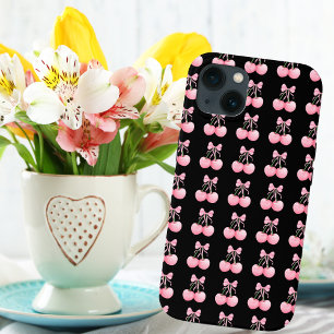 Case-Mate iPhone Case Élégantes cerises roses modernes avec un nœud rose
