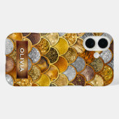 Coques Case-Mate iPhone Élégantes échelles de sirène en or (Verso (horizontal))