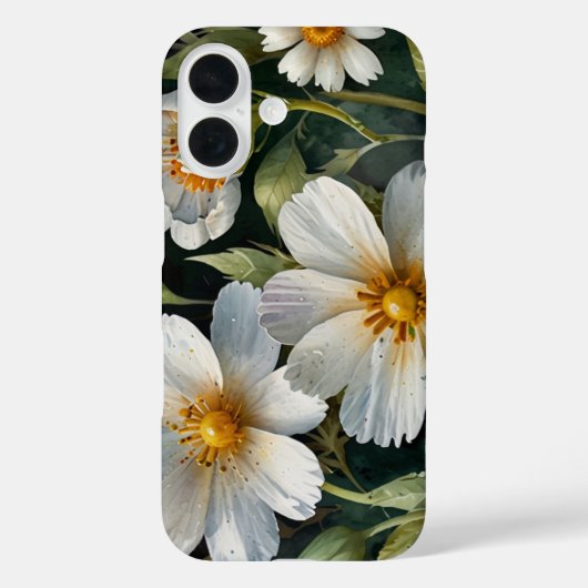 Coques Case-Mate iPhone Élégantes Fleurs Blanches Adorables Aquarelle Chic (Verso)
