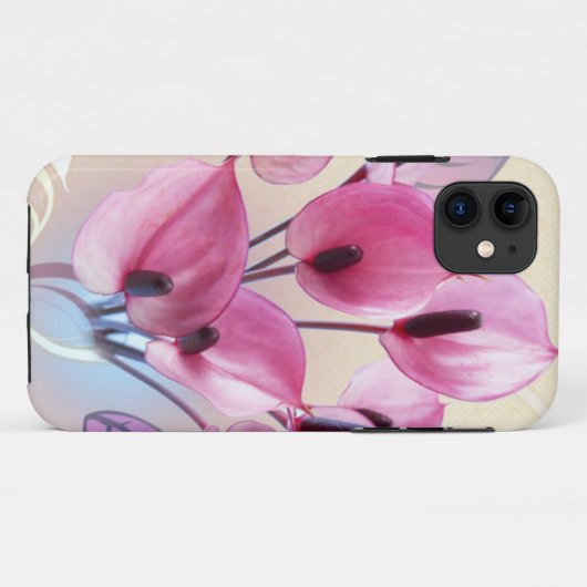 Coques Case-Mate iPhone Élégantes fleurs roses (Dos (Horizontal))