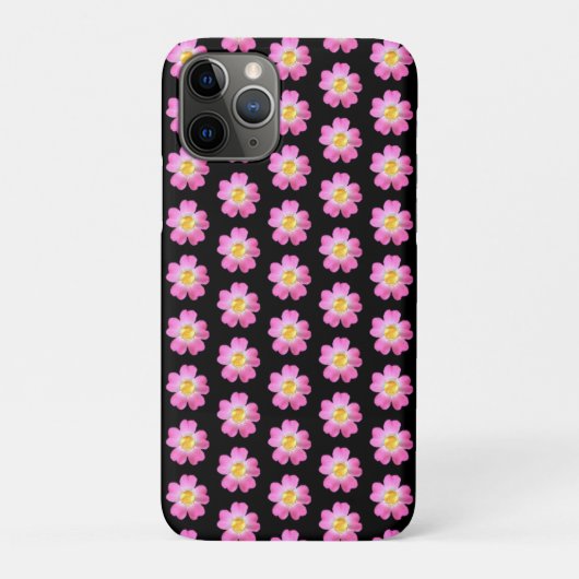 Coques Case-Mate iPhone Élégantes fleurs roses sur le noir (Dos)