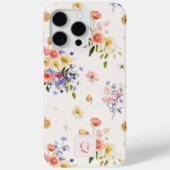 Coques Case-Mate iPhone Élégantes Fleurs Sauvages Boho | Monogramme Initia (Verso)