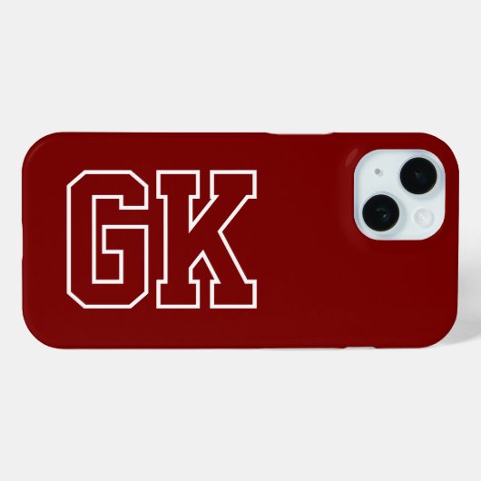 Coques Case-Mate iPhone Élégantes Initiales Monogramme Blanc Bourgogne Mod (Verso (horizontal))