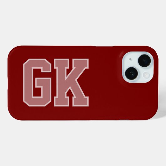 Coques Case-Mate iPhone Élégantes Initiales Monogramme Blanc Bourgogne Mod (Verso (horizontal))