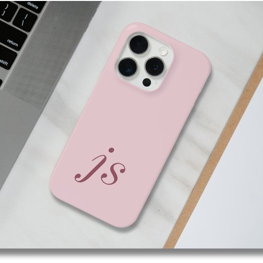 Coques Case-Mate iPhone Élégantes Initiales Monogramme Moderne Rose Pâle O