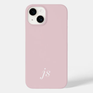 Coque Pour iPhone 14 Élégantes Initiales Monogramme Rose Pâle Blanc Mod
