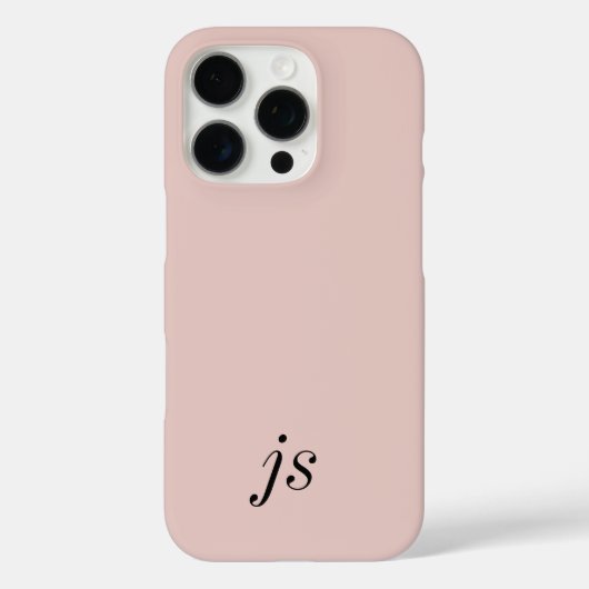 Coques Case-Mate iPhone Élégantes Initiales Rose Pâle Noir Modernes Monogr (Verso)