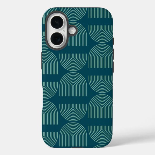 Coques Case-Mate iPhone Elégantes lignes d'arc moyen de siècle en bleu Tur (Verso)