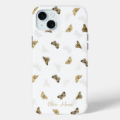 Coques Case-Mate iPhone Élégants papillons blancs en or (Verso)