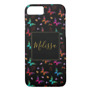 Coque Case-Mate Pour iPhone Élégants papillons colorés sur le noir