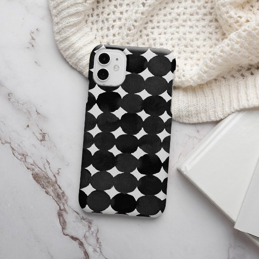 Coques Case-Mate iPhone Elégants points d'aquarelle noire