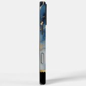 Coques Case-Mate iPhone Elégants tourbillons de marbre bleu et or (Verso / Droite)