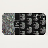 Coques Case-Mate iPhone Élément de mosaïque argenté scintillant Monogramme (Dos (Horizontal))