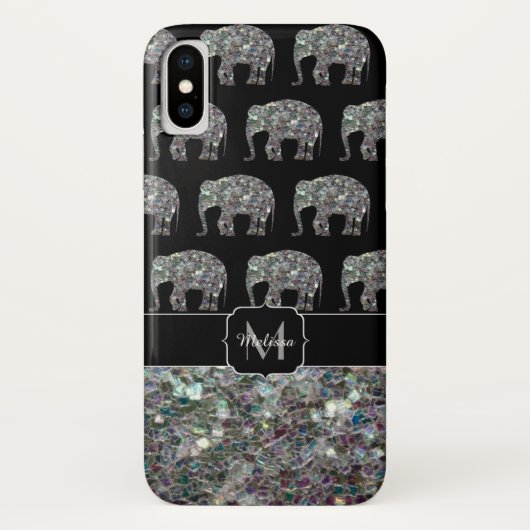 Coques Case-Mate iPhone Élément de mosaïque argenté scintillant Monogramme (Dos)