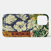 Coques Case-Mate iPhone Éléments tribaux hawaïens et tissu hibiscus (Verso (horizontal))