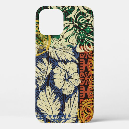 Coques Case-Mate iPhone Éléments tribaux hawaïens et tissu hibiscus (Verso)