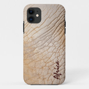 Coque iPhone 11 Eléphant Africain Caché Faux Téléphone en Cuir