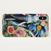 Coques Case-Mate iPhone Éléphant avec roses et libellules patchwork (Dos (Horizontal))