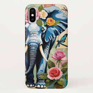 Case-Mate iPhone Case Éléphant avec roses et libellules patchwork