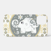 Coques Case-Mate iPhone Eléphant blanc gris jaune Floral (Verso (horizontal))