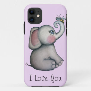 Coque iPhone 11 Éléphant de bébé avec le rose de cas de l'iPho