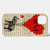 Coques Case-Mate iPhone Eléphant et ballon cardiaque avec monogramme (Verso (horizontal))