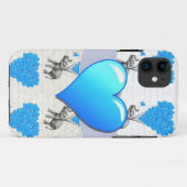 Coques Case-Mate iPhone Eléphant et ballons de coeur bleu (Dos (Horizontal))