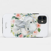 Coques Case-Mate iPhone Eléphant mignon bébé dans la couronne florale (Dos (Horizontal))