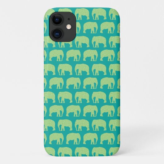 Coques Case-Mate iPhone Eléphant mignon Motif vert Turquoise (Dos)