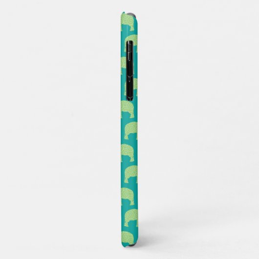 Coques Case-Mate iPhone Eléphant mignon Motif vert Turquoise (Dos/Gauche)