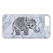 Coques Case-Mate iPhone Eléphant Paisley Noir Avec Marbre blanc (Dos (Horizontal))