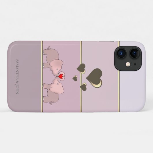 Coques Case-Mate iPhone Eléphants adorables dans l'amour (Dos (Horizontal))