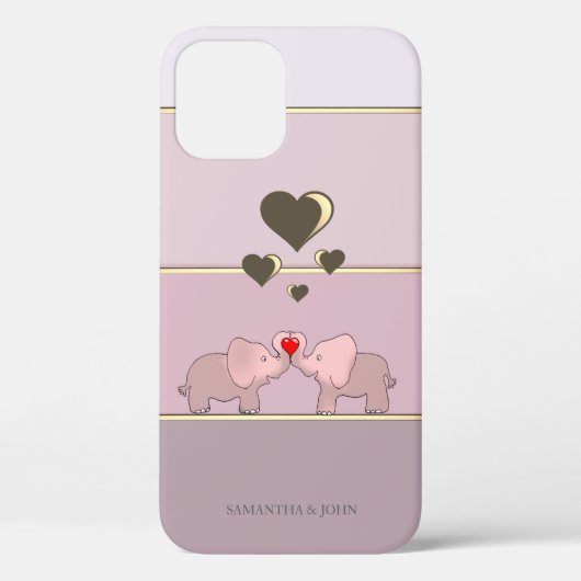 Coques Case-Mate iPhone Éléphants adorables en amour (Verso)