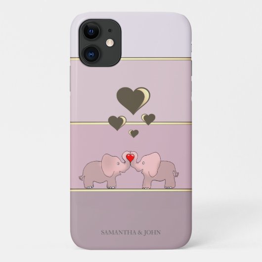 Coques Case-Mate iPhone Éléphants adorables en amour (Dos)