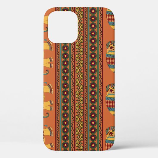 Coques Case-Mate iPhone Eléphants Indiens, Orange Traditionnel Sans Seamle (Verso)